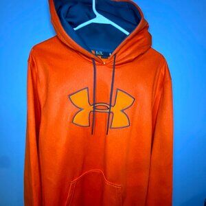 Under Armour Embroidered Logo Hoodie Pullover - Men’s XL Loose - Orange EUC